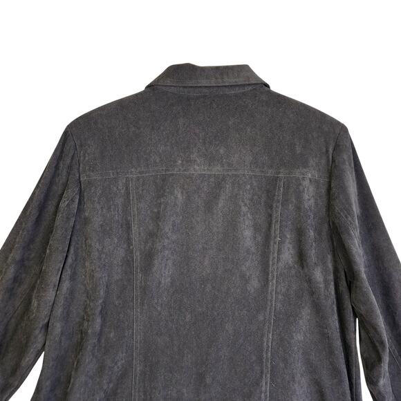 Allison Daley Womens Vintage Faux Suede Jacket Petite Size 12P Black Ribbed Zip - Picture 7 of 11